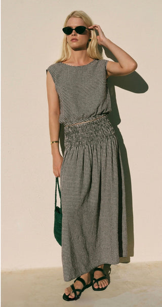 The Wendi Linen Gingham Maxi Skirt - Ardire Collection