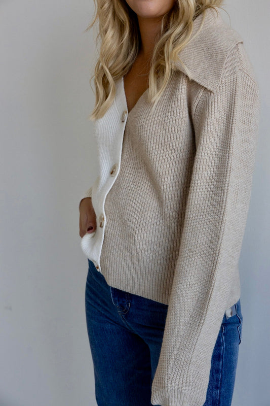 Two - Tone Colorblock Cardigan - Final Sale - Ardire Collection