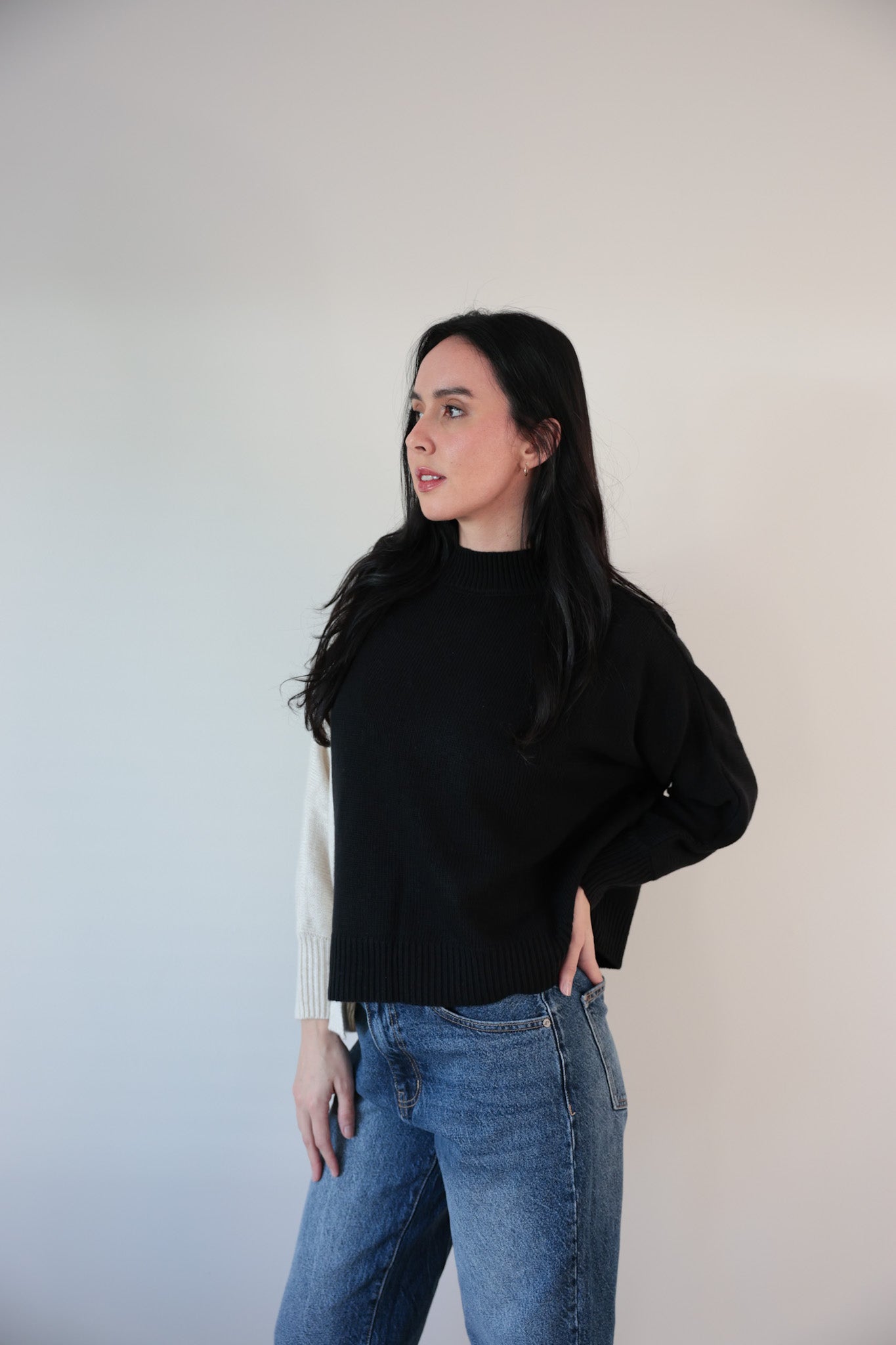 Two - Tone Contrast Sweater - Final Sale - Ardire Collection