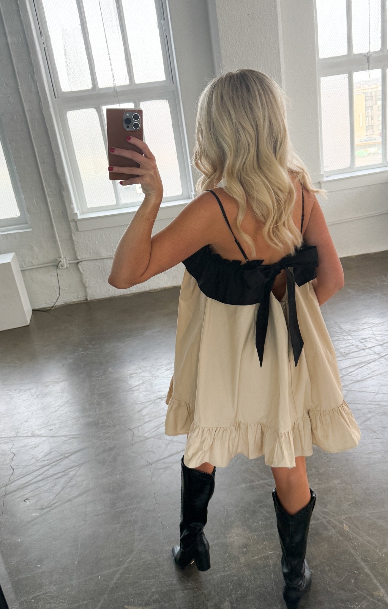 Two - Tone Ruffle Mini Dress - Ardire Collection
