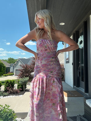 Whisper in Bloom Strapless Maxi Dress - Ardire Collection