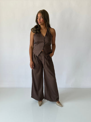 Wide - Leg Pinstripe Trousers - Final Sale - Ardire Collection