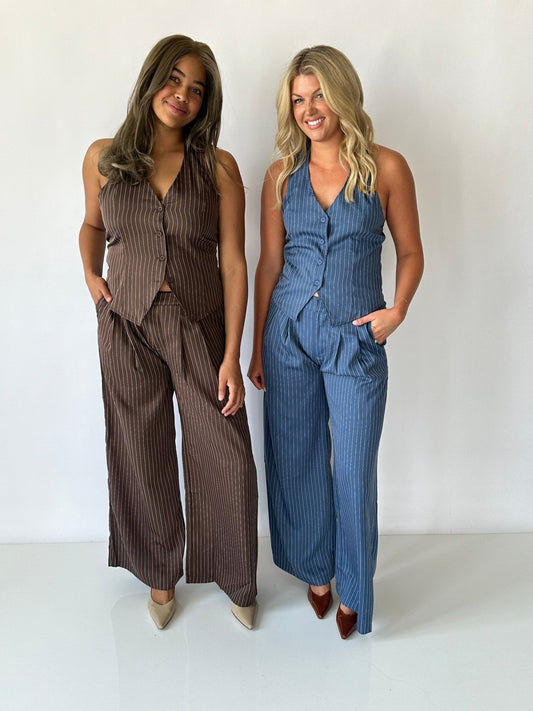 Wide - Leg Pinstripe Trousers - Final Sale - Ardire Collection