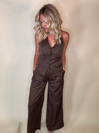 Wide - Leg Pinstripe Trousers - Final Sale - Ardire Collection